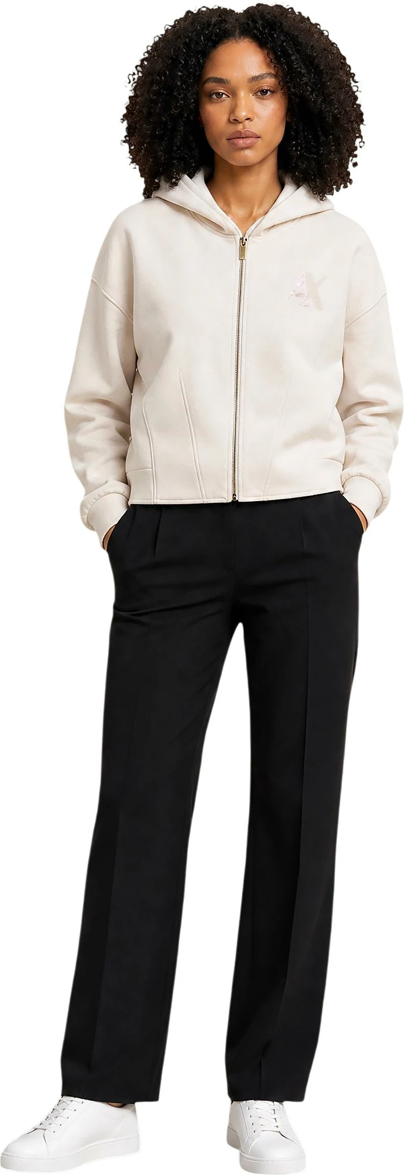 Duks me kapuç për femra Armani Exchange XW002861 AF13397, bezhë e çelët [Madhësia: XS]