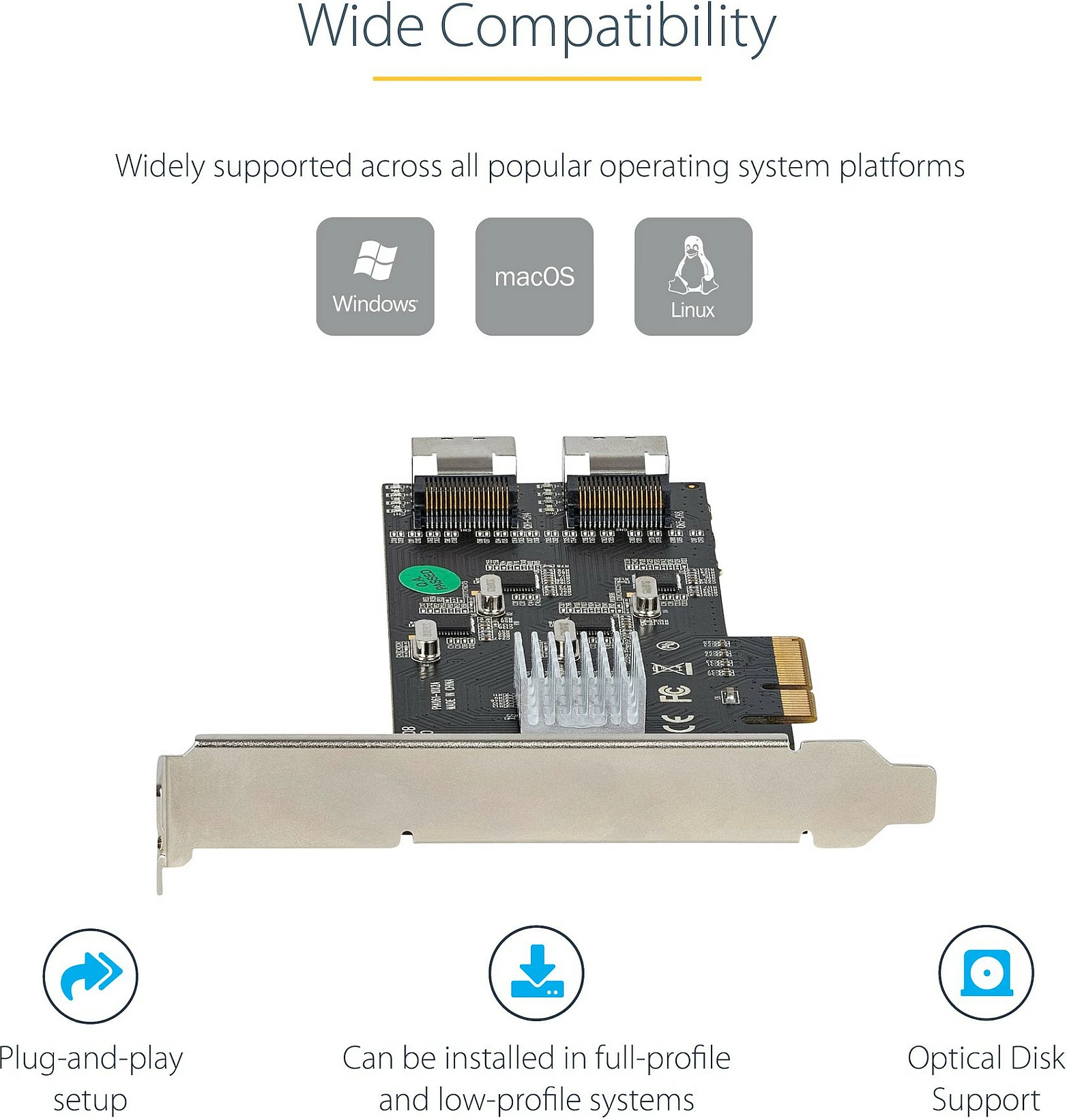 Kartë kontrolleri SATA StarTech 8-Port, PCIe x4 Gen2, 6Gbps, 2x Mini-SAS, me kabllo Mini-SAS në 4x SATA, e zezë