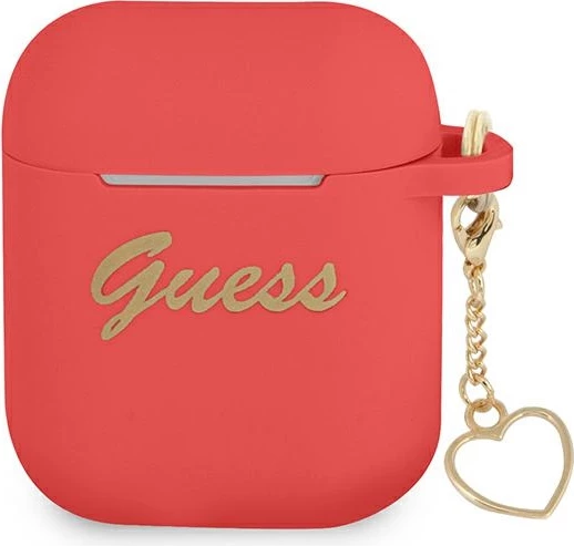 Mbështjellës Guess për AirPods 1/2, Charm Heart Collection, Silikon, Kuq