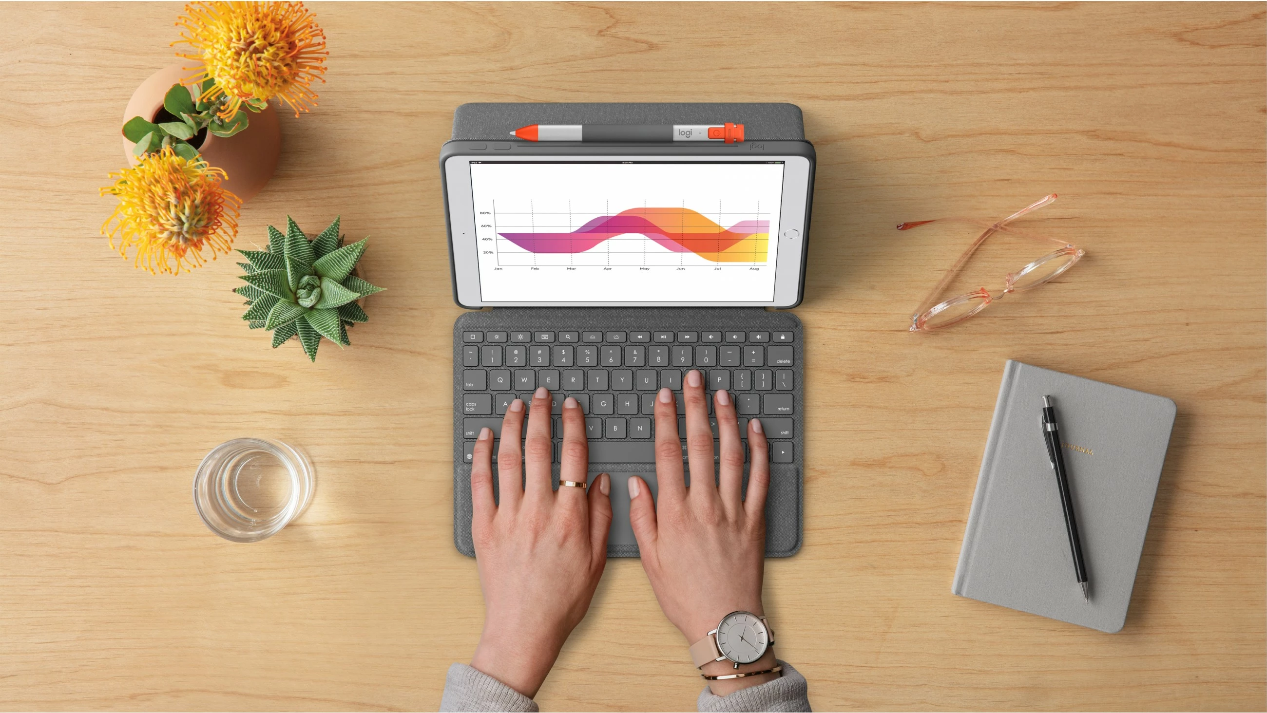 Tastierë Logitech Combo Touch, QWERTZ, Swiss, Touchpad, iPad 7, Graphite