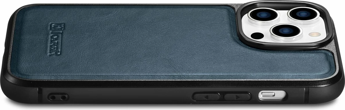 Mbështjellës iCarer Leather Oil Wax për iPhone 14 Pro Max, Kaltër