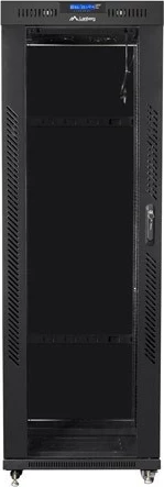 Kasë RACK Lanberg 37U 600x800, e zezë, dyer xhami