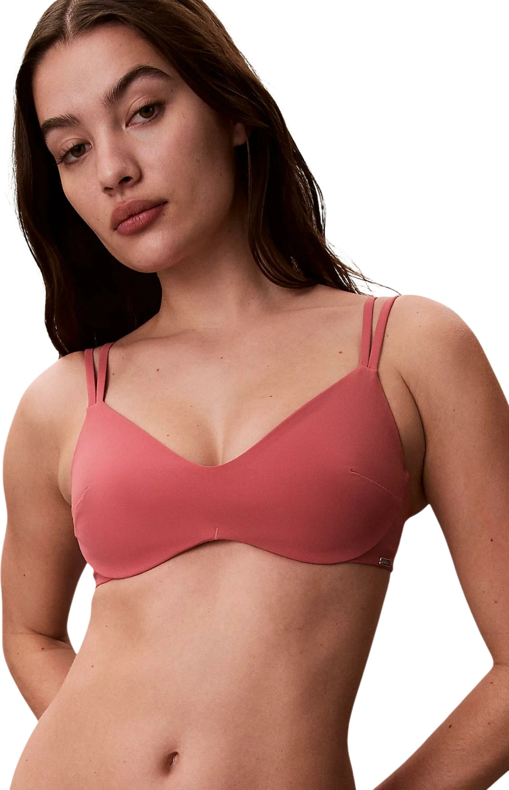 Sutjenë bikine femra Calvin Klein Jeans BRALETTE LV00Q61121, rozë antike
