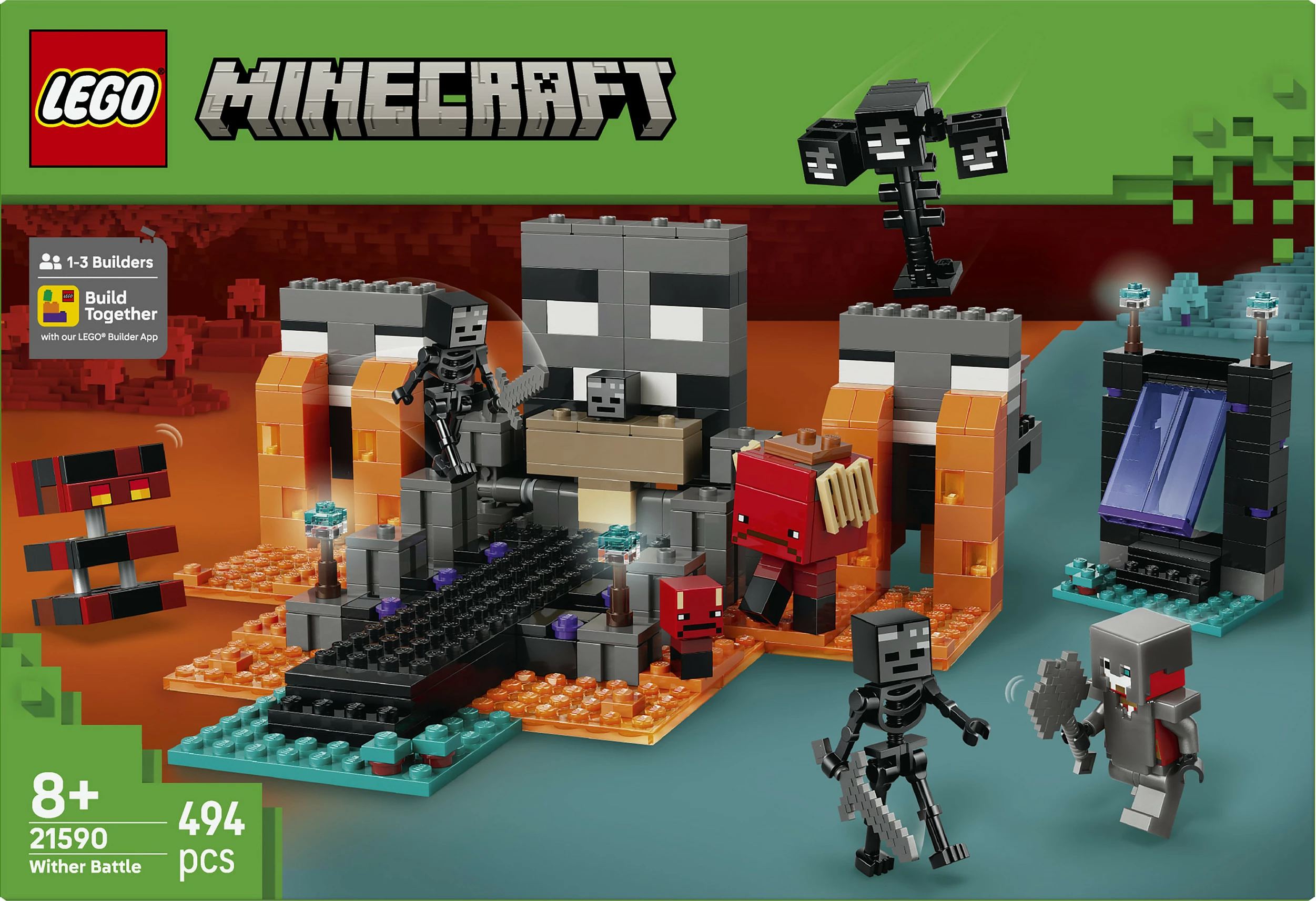 Set ndërtimi LEGO Minecraft Wither Battle 21590, 494 copë, 7 figura, shumëngjyrësh