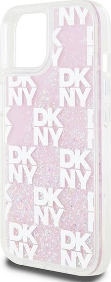 Mbështjellës DKNY Liquid Glitter Multilogo për iPhone 15/14/13, Rozë