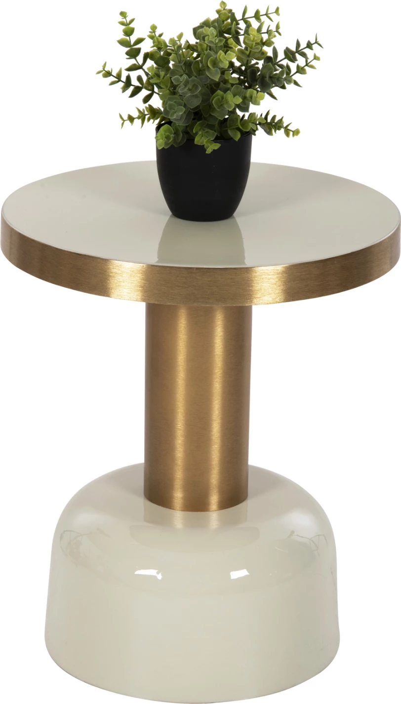 Tavolinë anësore ERODE FH4243.07 metalike në krem-ari Φ40,5x48Hcm