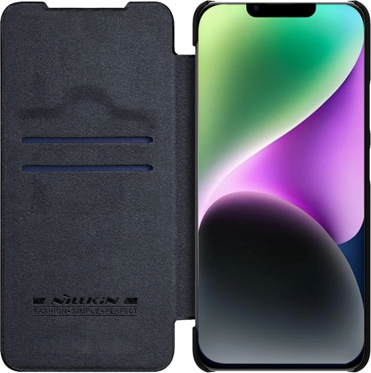 Mbështjellës Nillkin Qin Leather Pro Case për iPhone 14 Plus, me kapak kamere, e zezë