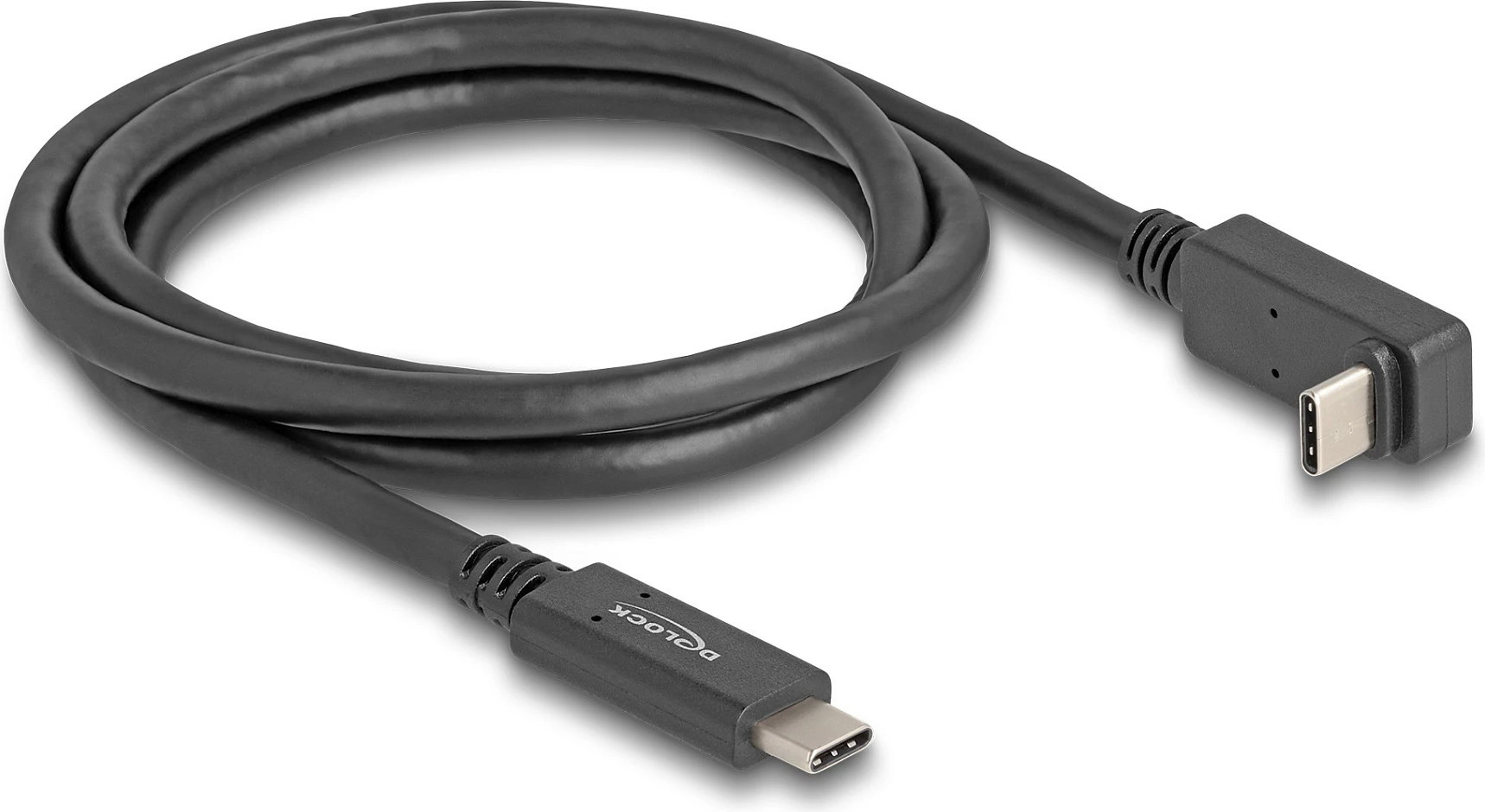 Kabllo USB-C DeLOCK, 1 m, 10 Gbps, PD 60 W, konektor këndor, e zezë