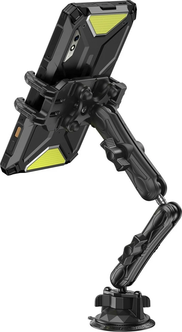Mbajtëse makinës për tablet/telefon, Ulefone Armor Mount Max UF-AMMAX, kapëse vakumi 360° me krah teleskopik, alumini, pajtueshmëri universale, e zezë
