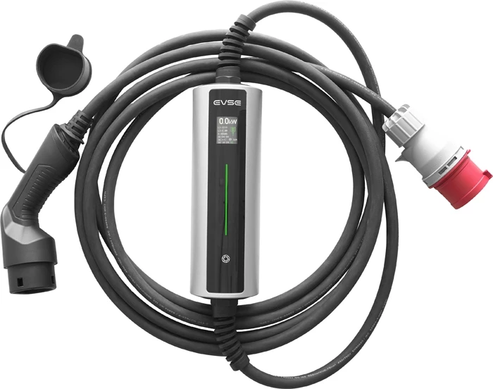 Karikues portativ për veturë elektrike Besen BN70-BC-22KW-APP 22 kW, 32 A, kontroll me aplikacion, ekran LCD, IP66, i zi/argjendtë