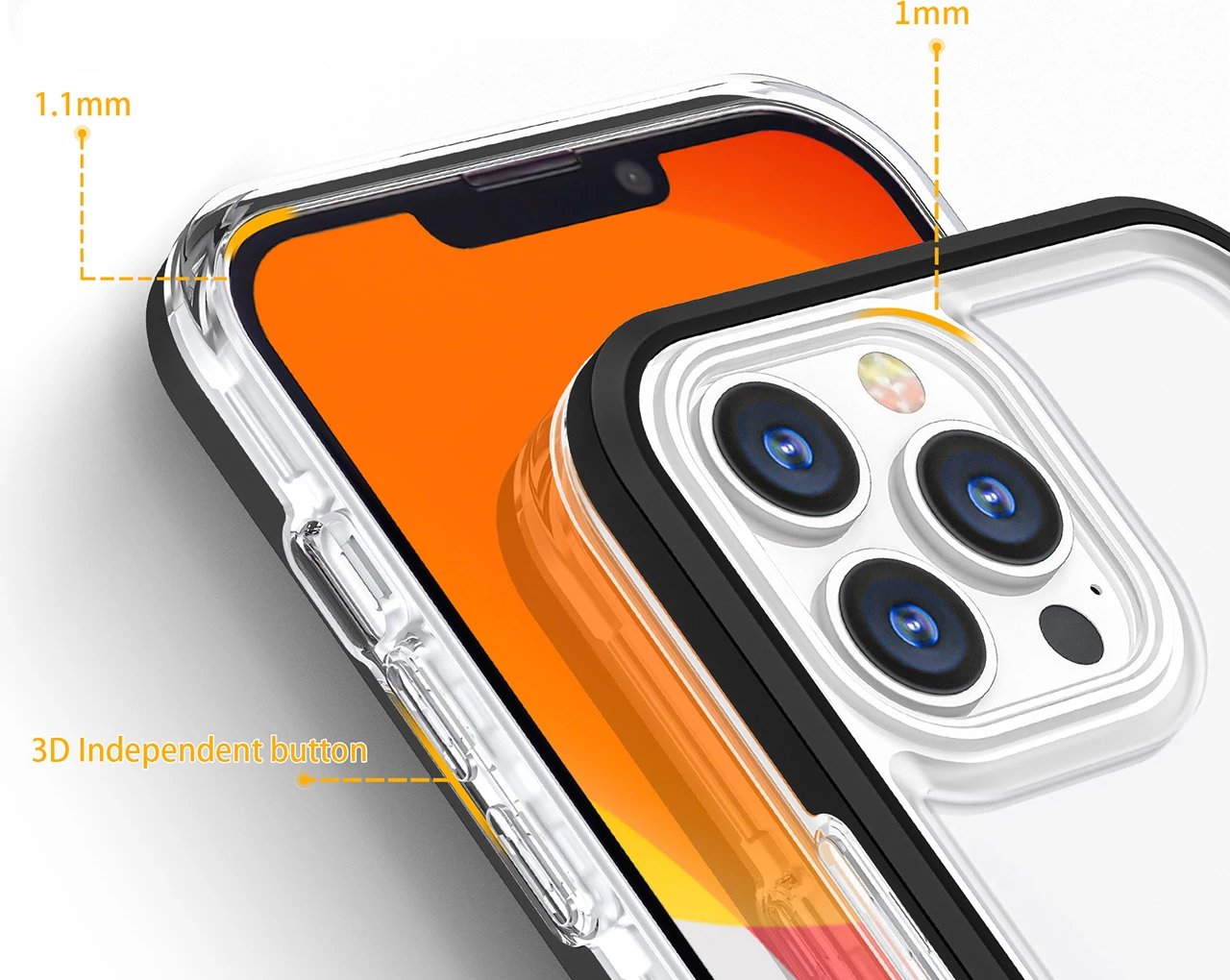 Mbështjellës Hurtel Clear 3in1 për iPhone 14 Plus, kornizë e zezë, transparent