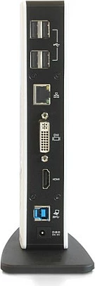 Docking station DeLOCK 87568, USB-A/USB-B, HDMI + DVI, Gigabit LAN, 7x USB, bardhë/zi