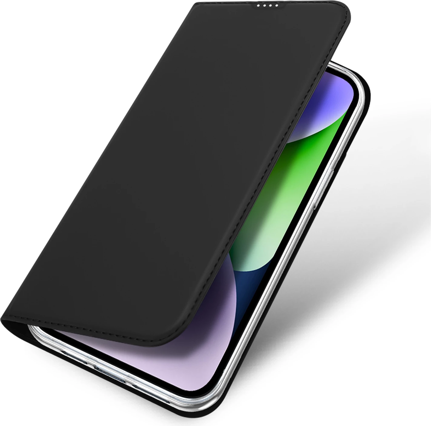 Mbështjellës Dux Ducis Skin Pro për iPhone 15 Plus, me kapak, xhep kartelash, i zi