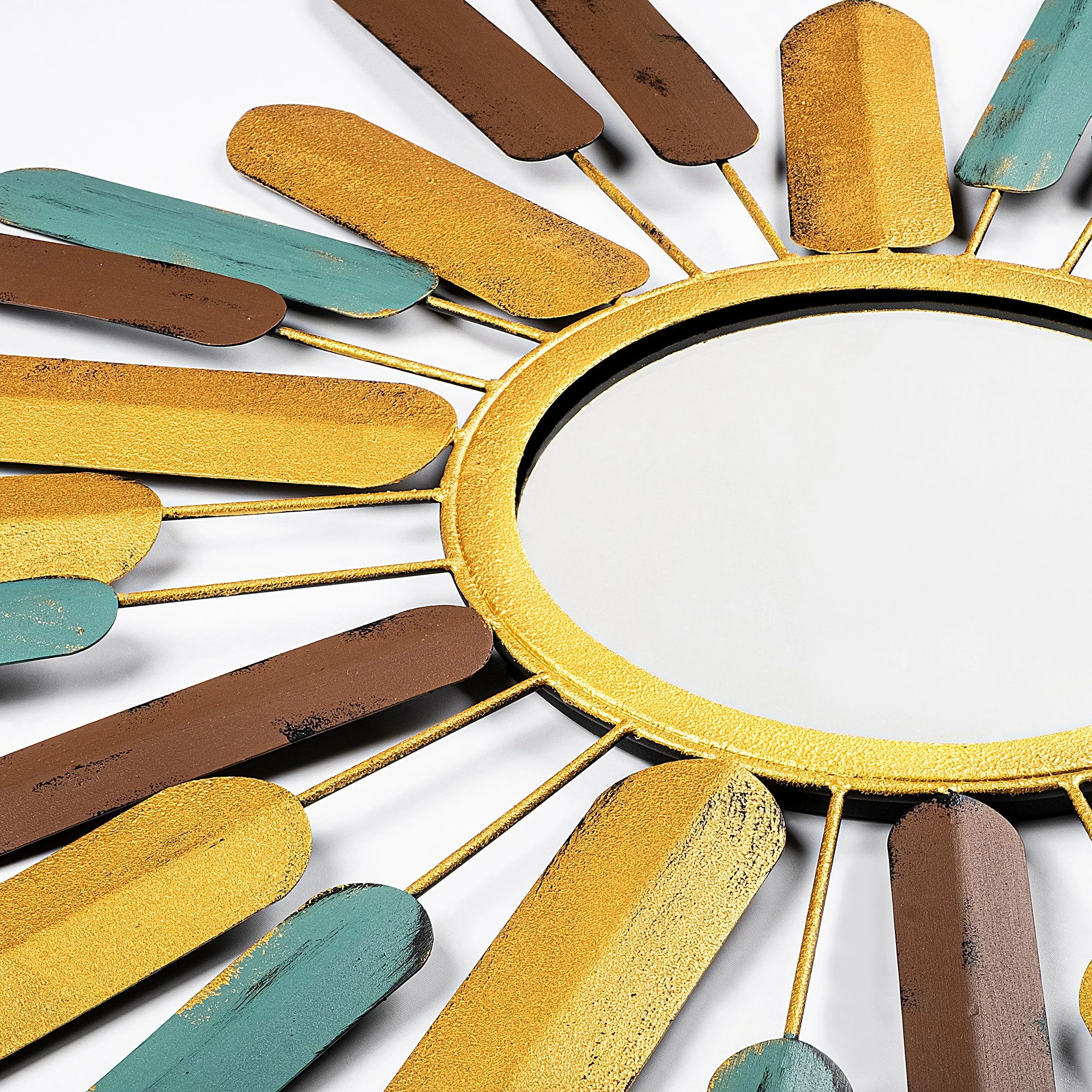 Pasqyrë dekorative, model dielli, shumëngjyrëshe, Mirror Sun 2, 75x75x4cm