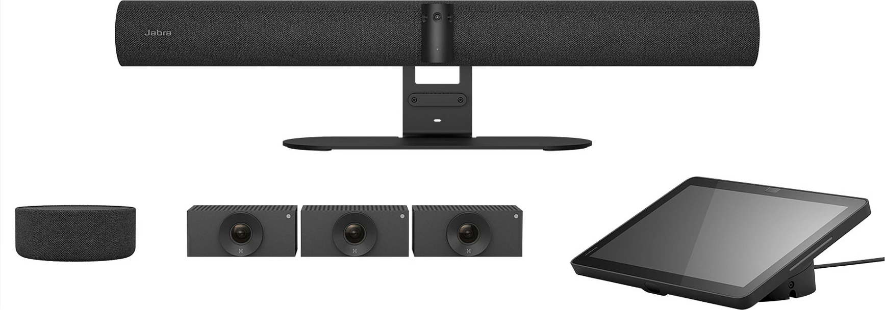 Sistem konference Jabra PanaCast Room Kit Multi (PanaCast 55 VBS + SpeakerMic + Cam Crew), komplet për sallë të madhe, i zi