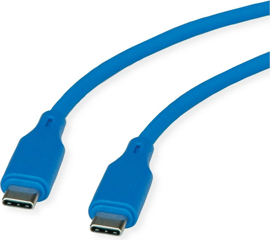 Kabllo USB-C ROLINE USB 2.0 C-C, 1 m, silikon, 60W PD, blu