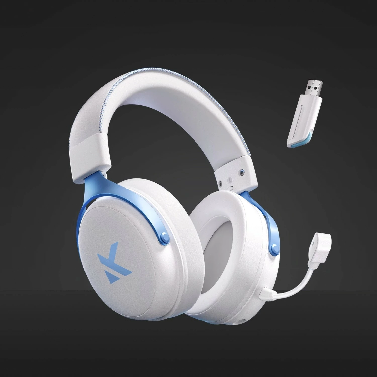 Kufje gaming Mchose HW-V9, 7.1, wireless/USB, mikrofon i shkëputshëm, bardhë-kaltër