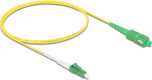 Kabllo fibra optike DeLOCK LC-APC në SC-APC, simplex, singlemode OS2, 1 m, e verdhë