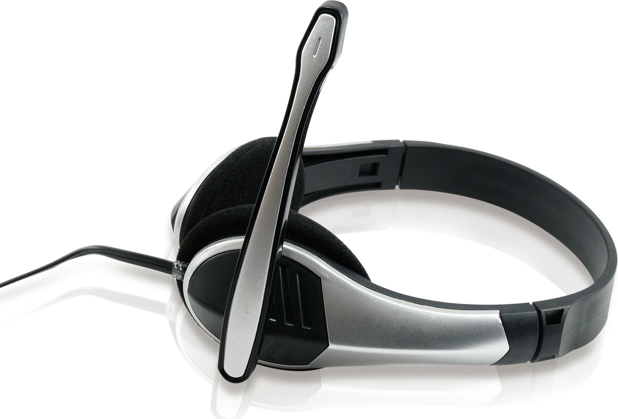Kufje Conceptronic Headset USB, mikrofon, stereo, 2m, zi/argjendtë