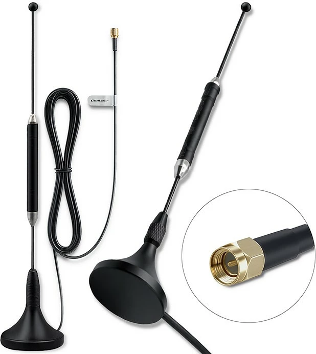Antenë 4G LTE omnidireksionale me bazë magnetike, Qoltec 57059, 5 dBi, SMA, 600-2700 MHz, kabllo 3 m, e zezë