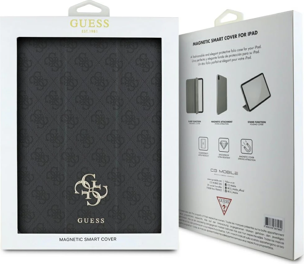 Mbështjellës Guess GUFC13PM24PS4SGK për iPad Pro 13" 2024, Magnetic 4G Big Logo, i zi