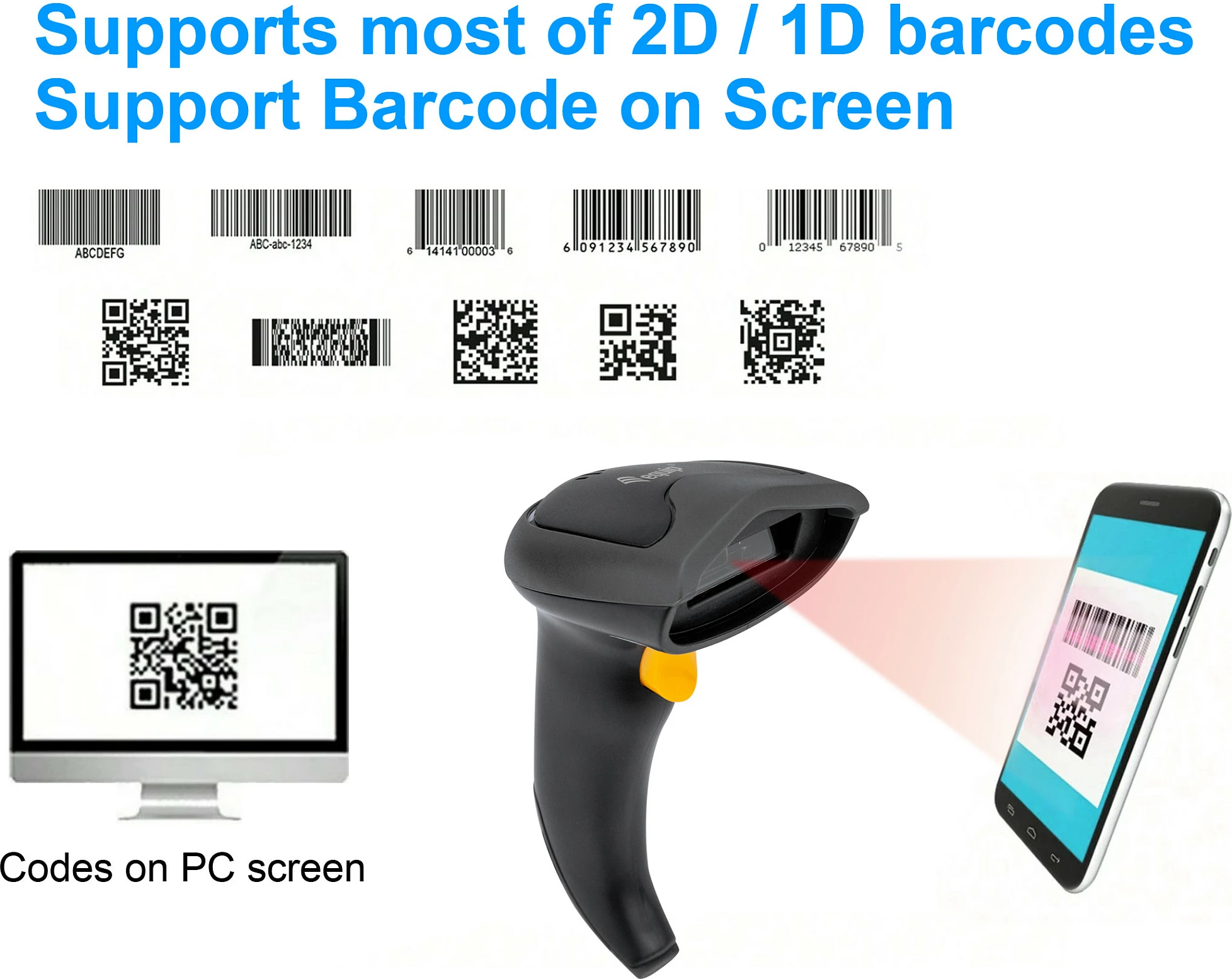 Skaner barkodi 2D EQUIP, laser wireless 2.4GHz + Bluetooth, me USB dongle, i zi