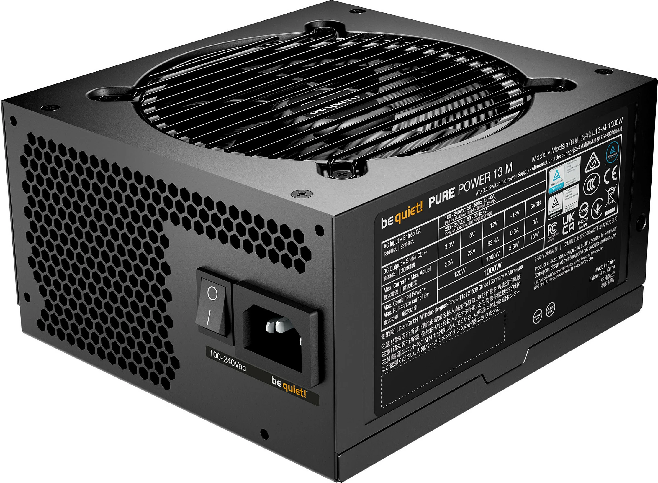 Kasë furnizimi Be Quiet! PURE POWER 13 M 1000W, 80 PLUS Gold, modulare, e zezë