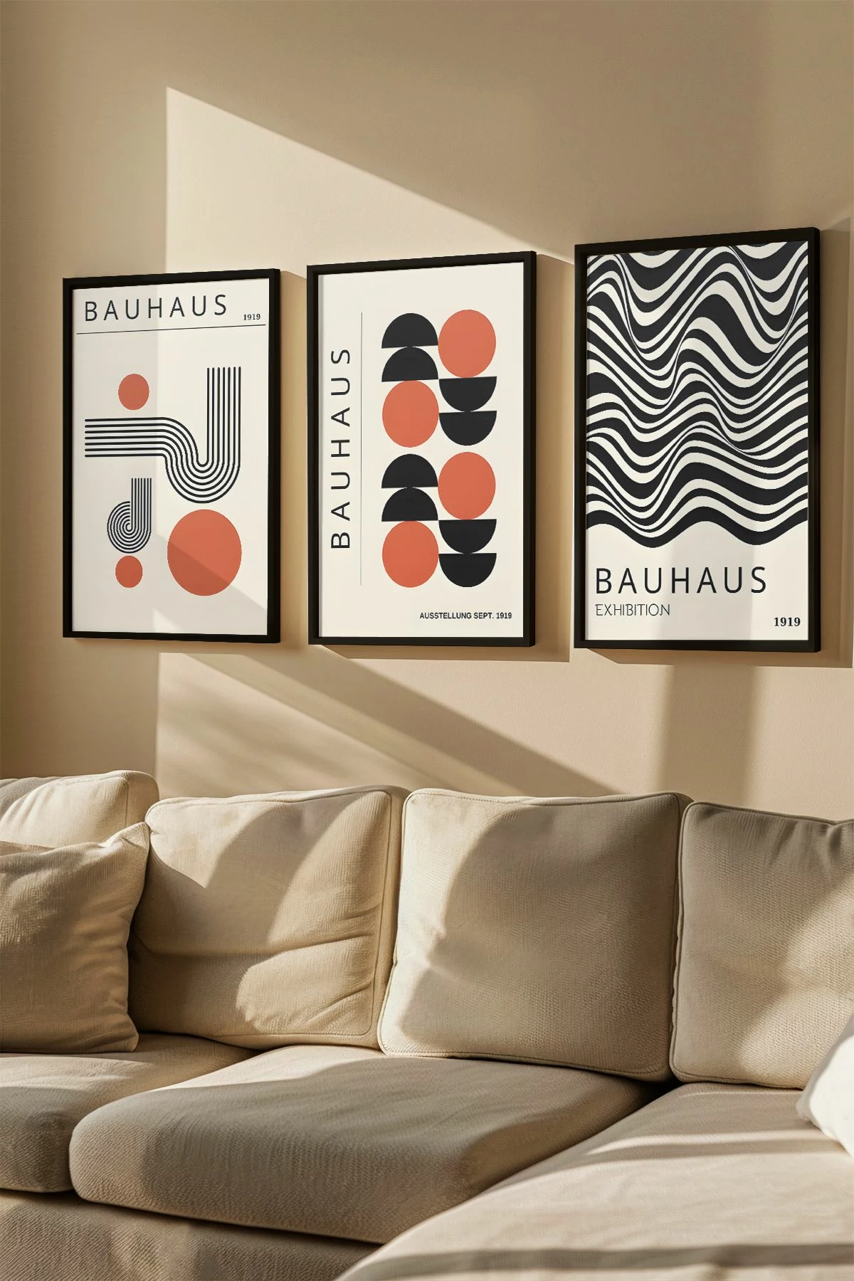 Pikturë dekorative me kornizë (3 copë), Wallity, Artvmodel26-Siyah