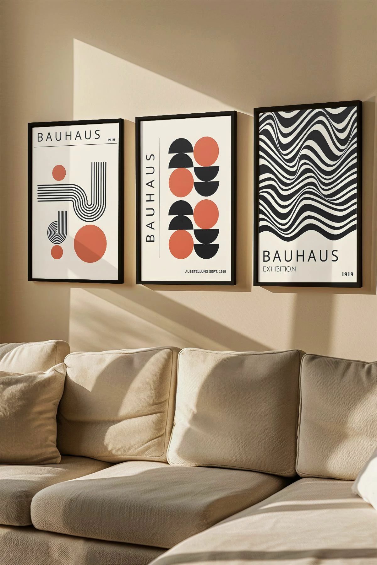 Pikturë dekorative me kornizë (3 copë), Wallity, Artvmodel26-Siyah