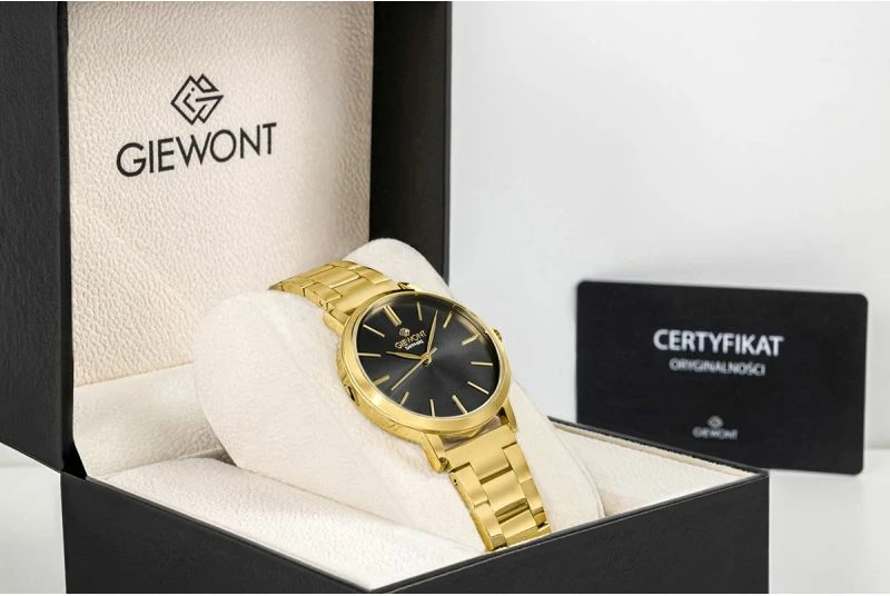 Orë dore femrash Giewont GW2360-B3, e zezë dhe e artë, set