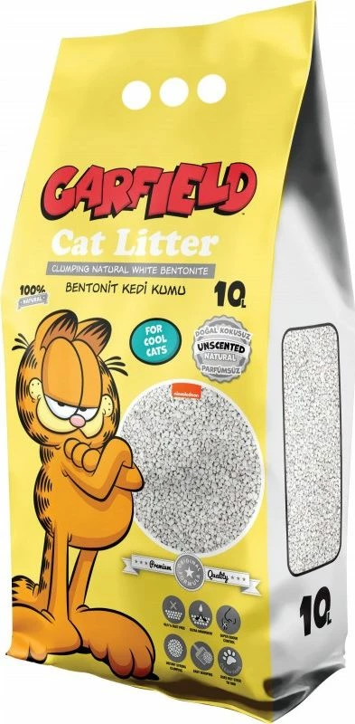 Rërë për mace Garfield Cat Litter, bentonit, 10 L, super clumping, 99.5% pa pluhur, natyrale, e bardhë