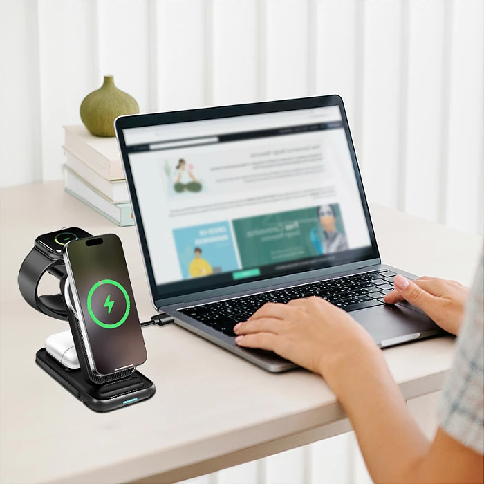 Karikues wireless tavoline LogiLink 4-në-1, 15W, i zi