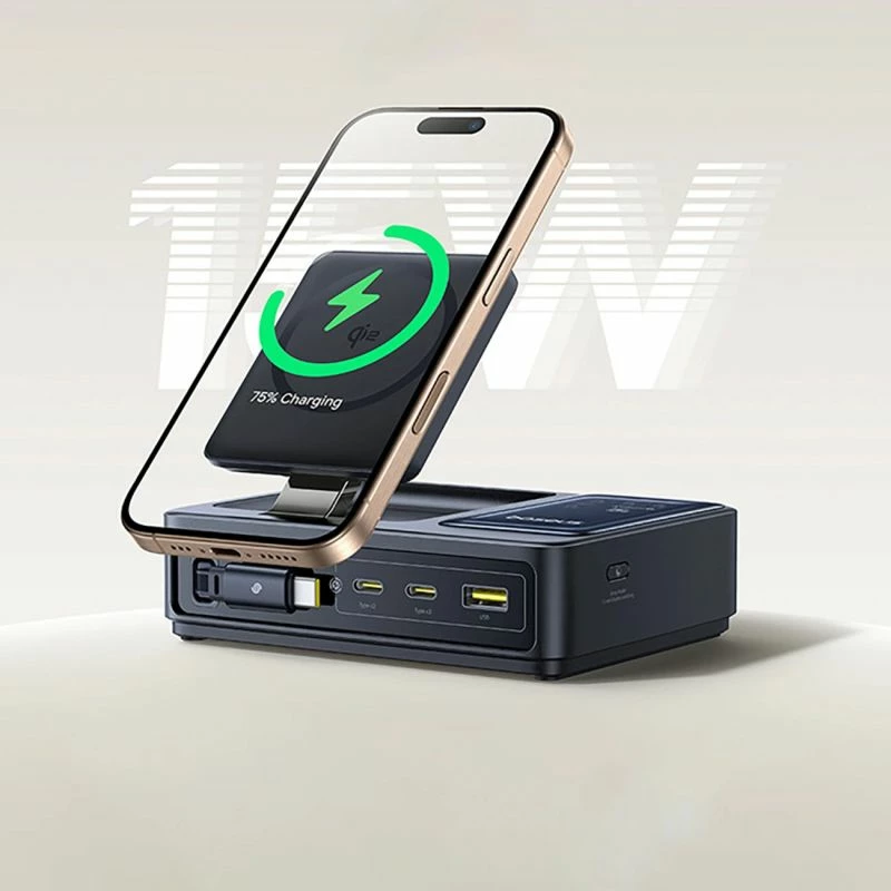 Stacion karikimi 5-në-1 Baseus NOMOS 140W Qi2, i zi