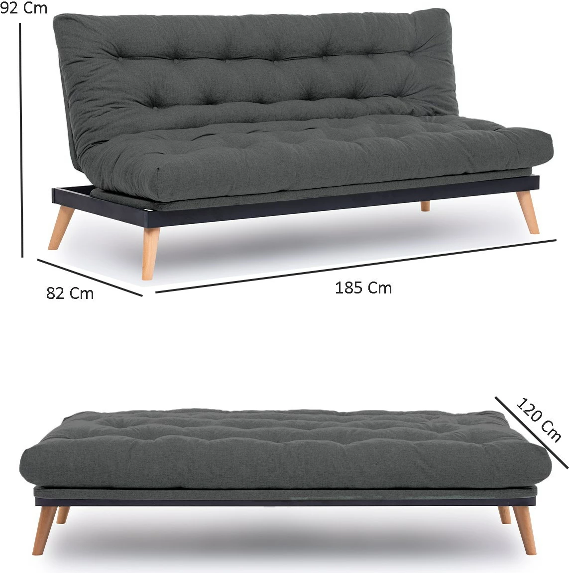 Divan-krevat 3 vende, Atelier del Sofa, Saki, krem