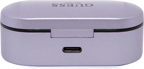 Kufje TWS Guess GUTWST31EU me Bluetooth 5.0, me stacion karikimi 400mAh, Violet