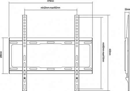 Mbajtëse muri për TV/Monitor EQUIP, VESA 200x200-400x400, 32"-55", deri 40 kg, e zezë