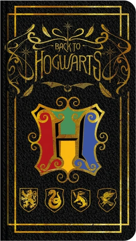 Set dhuratë fletore + stilolaps BLUE SKY Harry Potter Hogwarts Crest 16 x 9 cm, me zinxhir çelësash, i zi/ari