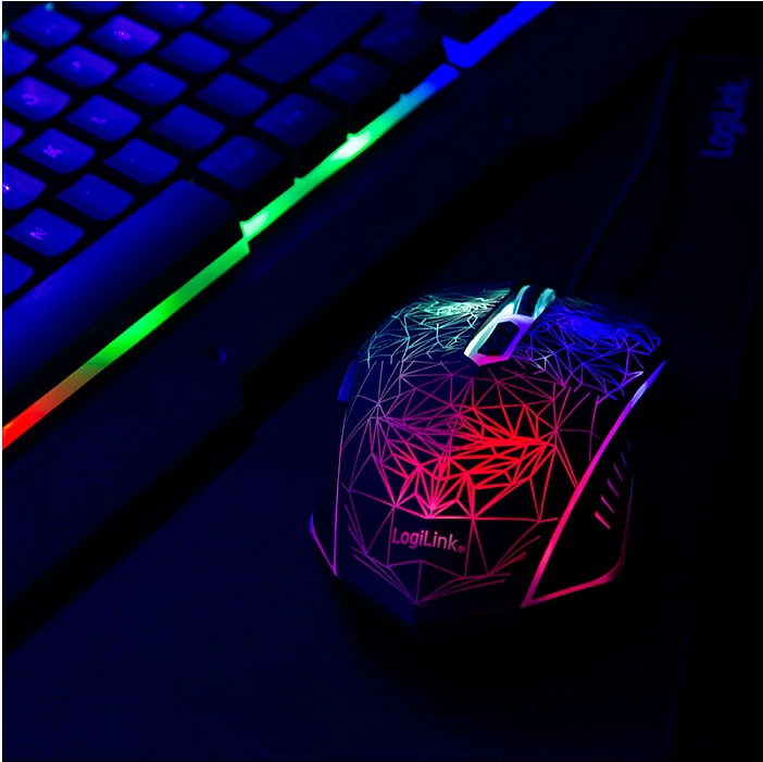 Set gaming LogiLink tastierë + Maus + Mauspad, USB, RGB, 2400 DPI, i zi