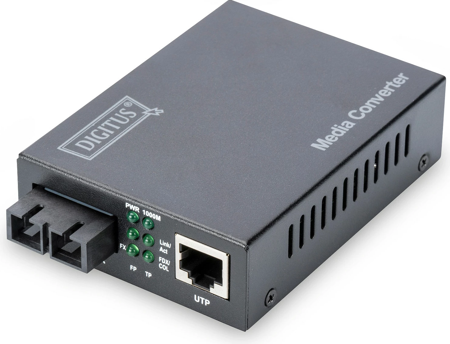 Konvertues media Gigabit Digitus, RJ45/SC, 1000 Mbit/s, Single-Mode, deri 20 km, i zi
