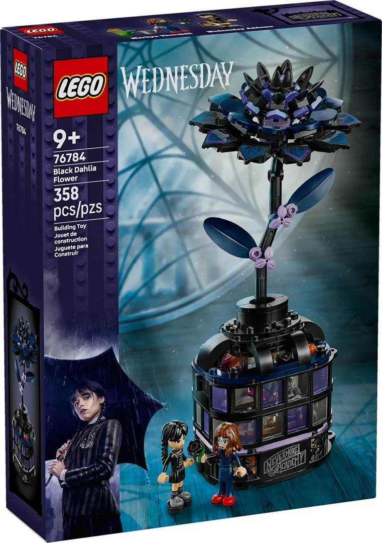 Set LEGO Wednesday 76784 Black Dahlia Flower me 2 minifigura, për fëmijë 9+ vjeç, e zezë