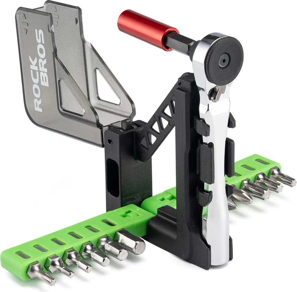 Set veglash për biçikletë Rockbros Mini Ratchet Tool Set, 12 bita, gjelbër transparent