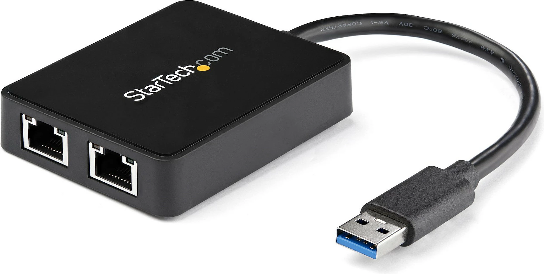 Adapter rrjeti StarTech USB 3.0 në 2x Gigabit Ethernet me port USB 3.0 pass-through, i zi