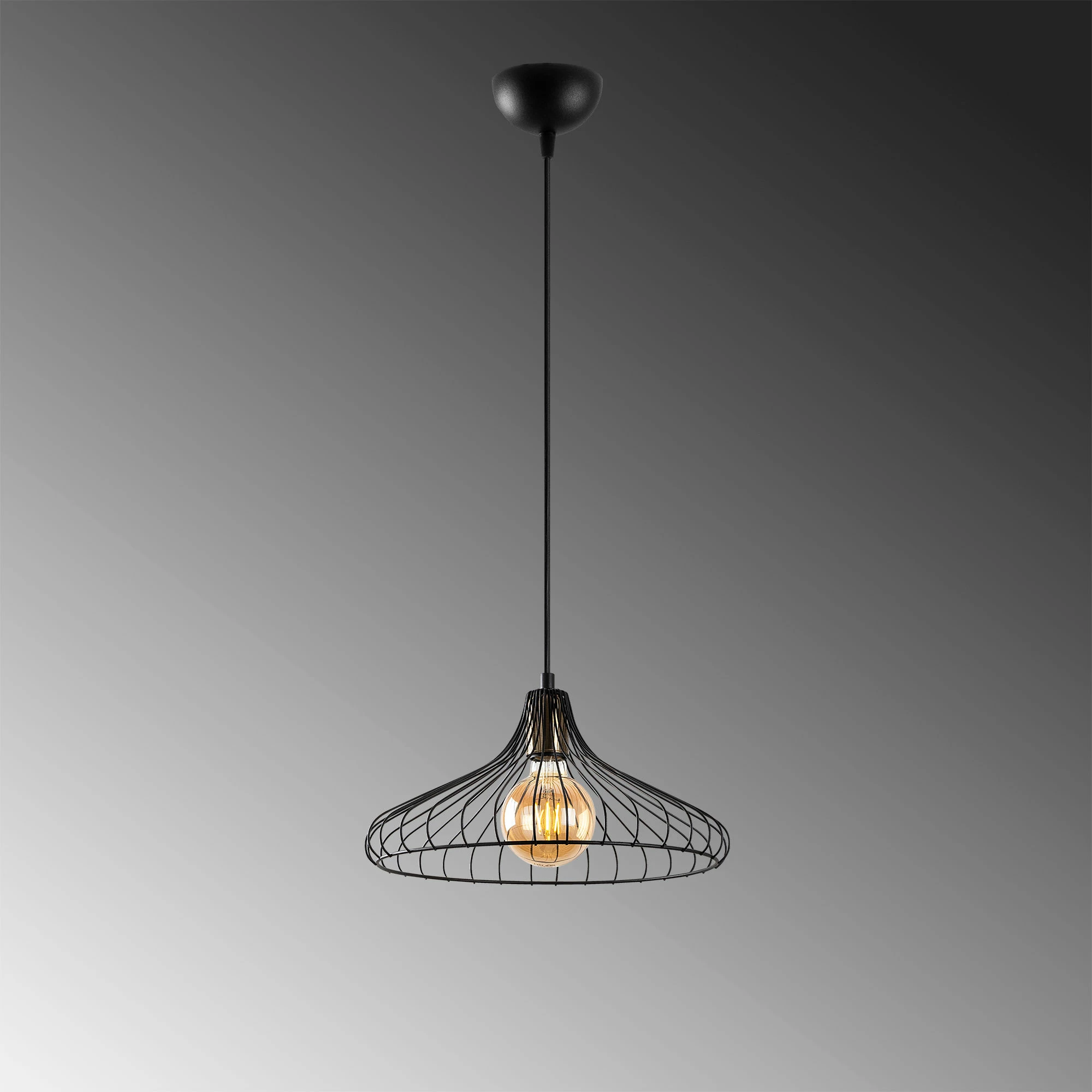 Llambë tavani industriale Opviq Depay, e zezë, antike, 36x36x30-120cm