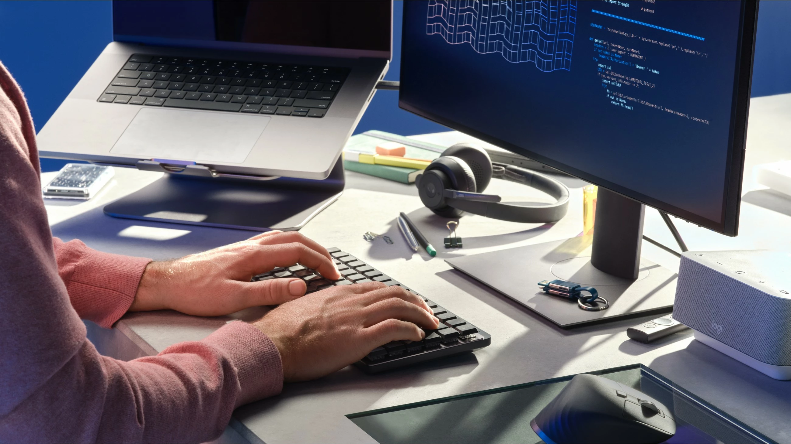 Tastierë mekanike pa tela Logitech MX Mechanical Mini, ndriçim, clicky, DE, graphite