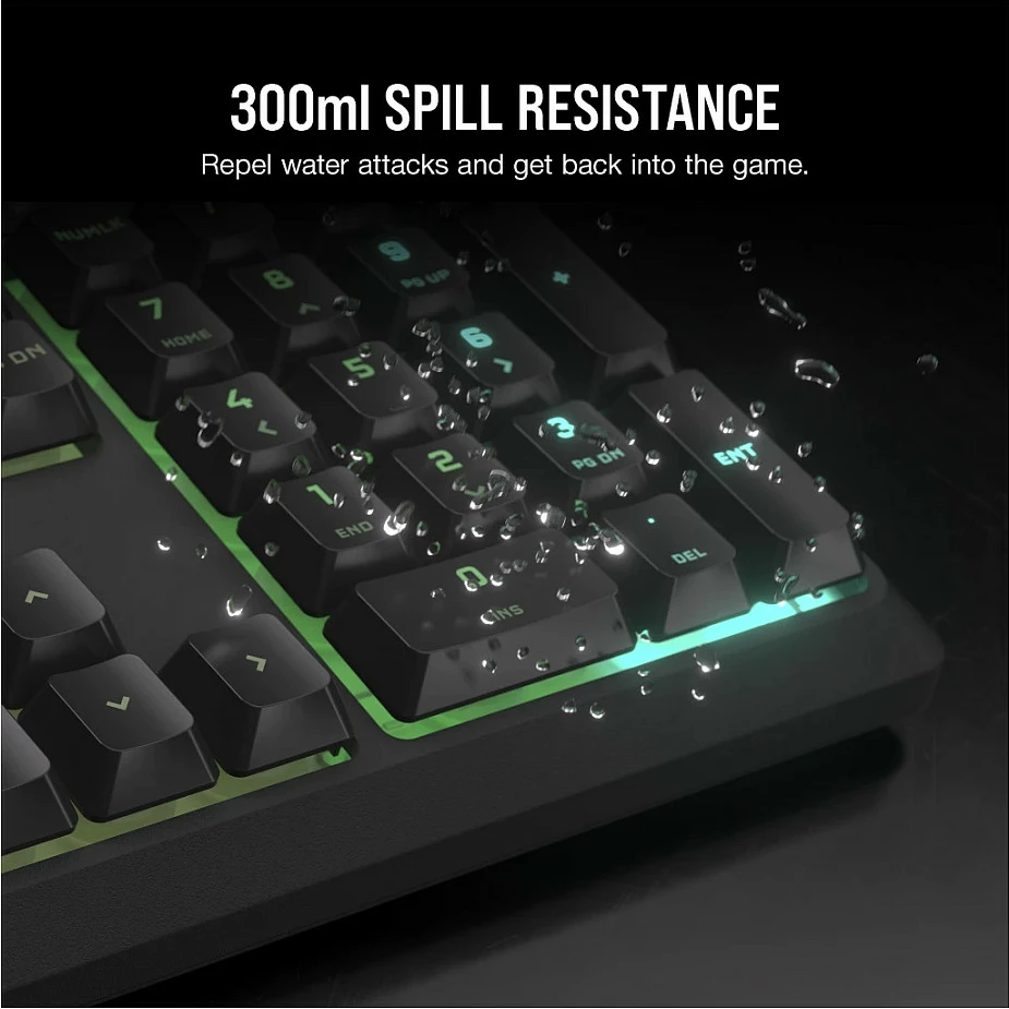 Tastierë gaming Corsair K55 Core RGB, membrane, ndriçim RGB 10 zona, e zezë