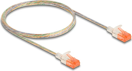 Kabëll rrjeti DeLOCK RJ45 Cat6A Slim 1 m, transparent