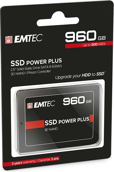 SSD i brendshëm EMTEC X150 Power Plus 960GB, 2.5" SATA III, e zezë/kuqe