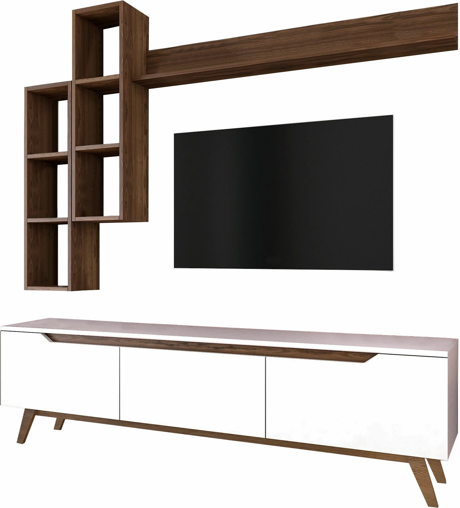 Komodë TV Hanah Home, M16 - 804, ngjyrë e bardhë dhe arre