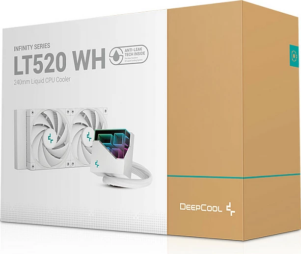 Ftohës lëngshëm AIO për CPU DeepCool LT520 WH, 240mm, ARGB, i bardhë