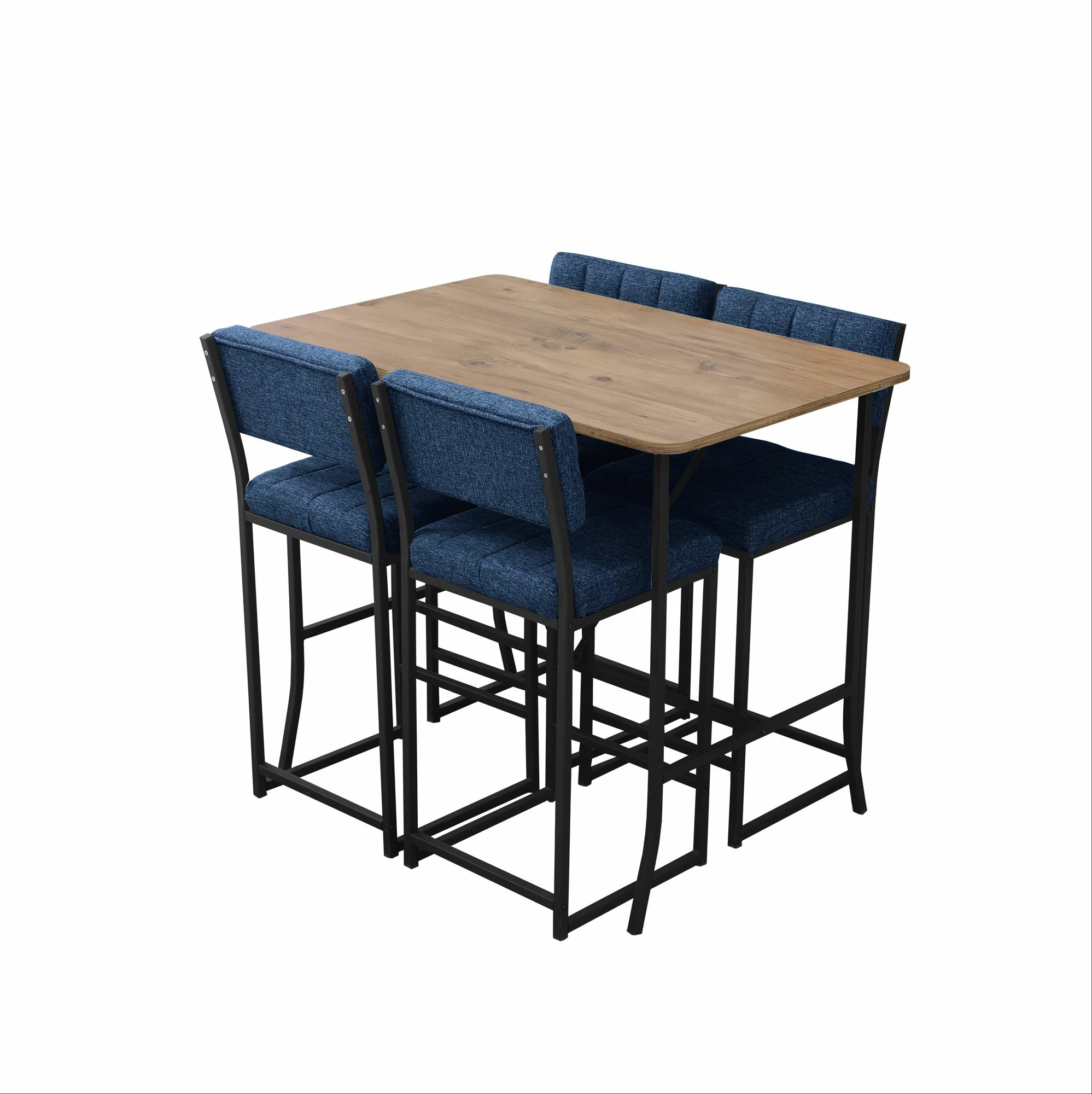 Set tavoline bari me karrige (5 copë), Skye Decor, retro, ngjyrë kaltër navy, arr